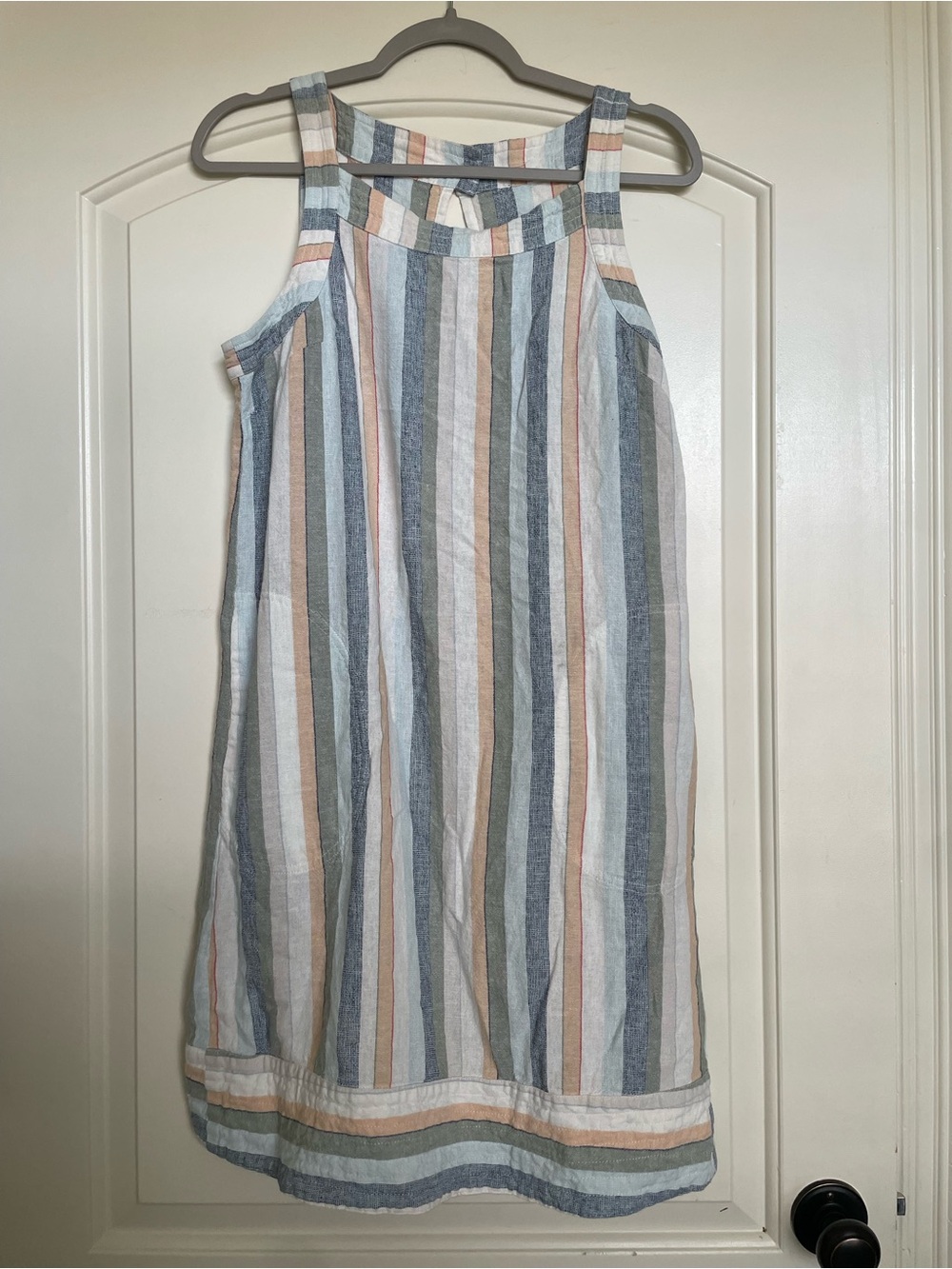 Women’s SZ M Striped Sleeveless Linen-Blend Dress